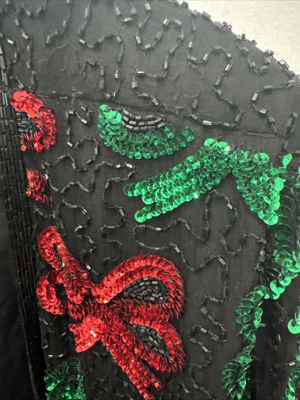 Vintage Laurence Kazar Beaded Sequin Holiday Christmas Bows Jacket Women’s 4X - Picture 3 of 12